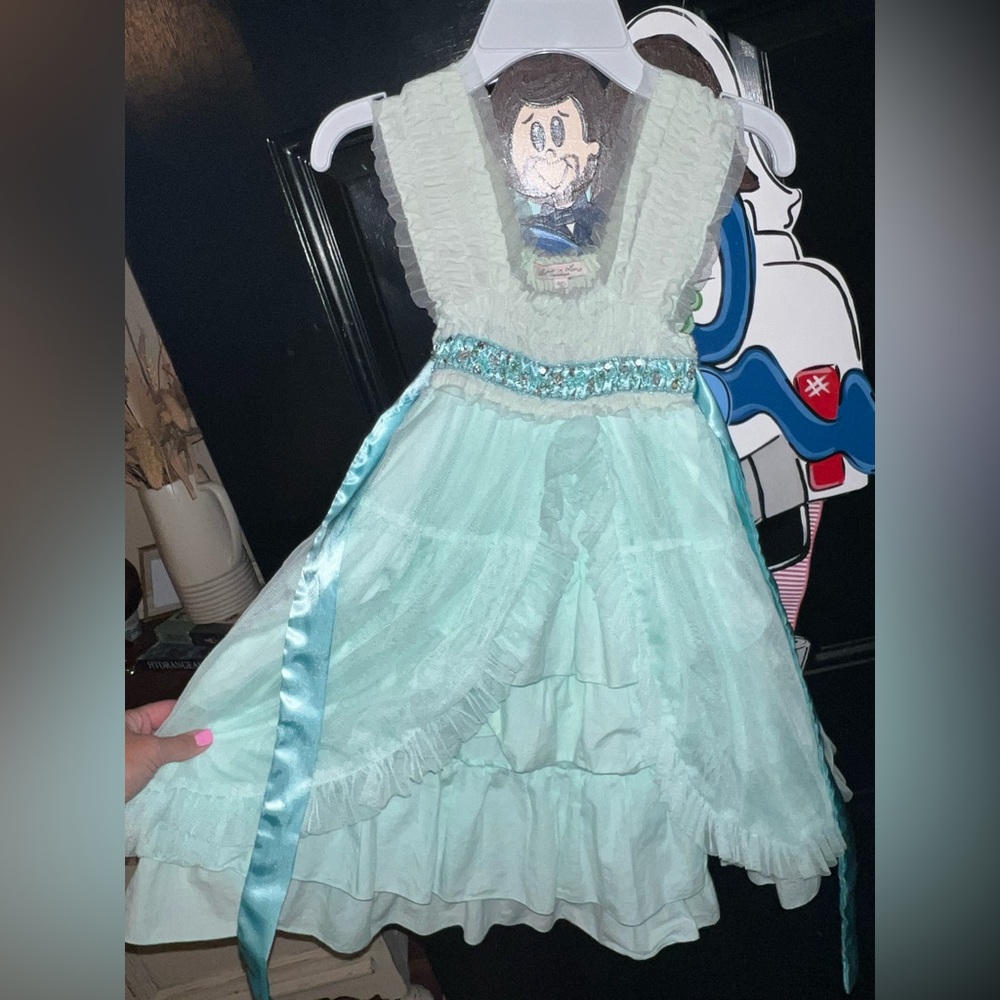 Blue Embellished Ruffled Tiered Sundress for Wedding Guest
